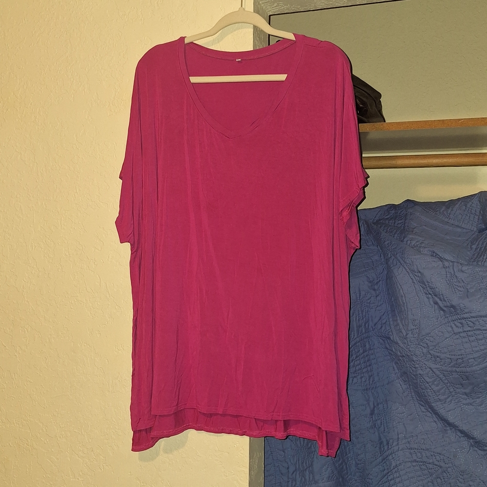 Women's Pink V-Neck Top